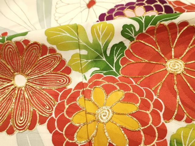 平和屋着物■豪華振袖　駒刺繍　絞り　流水花文　金彩　正絹　逸品　DABH5602ya