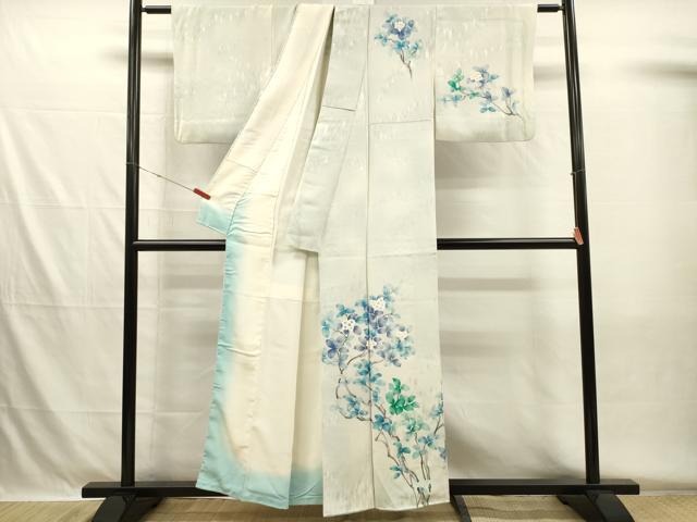 平和屋着物■訪問着　手描き　枝花文　正絹　逸品　DABH5606ya