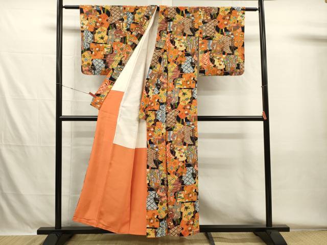 平和屋着物■上質な小紋　誰が袖花文　鬼しぼ縮緬　正絹　逸品　DABH5608ya