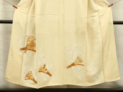 平和屋着物■訪問着　駒刺繍　扇面花松文　舞桜　金銀彩　正絹　逸品　DABH5609ya