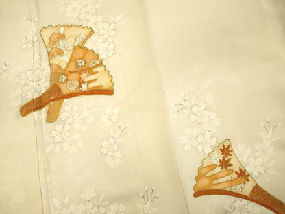 平和屋着物■訪問着　駒刺繍　扇面花松文　舞桜　金銀彩　正絹　逸品　DABH5609ya