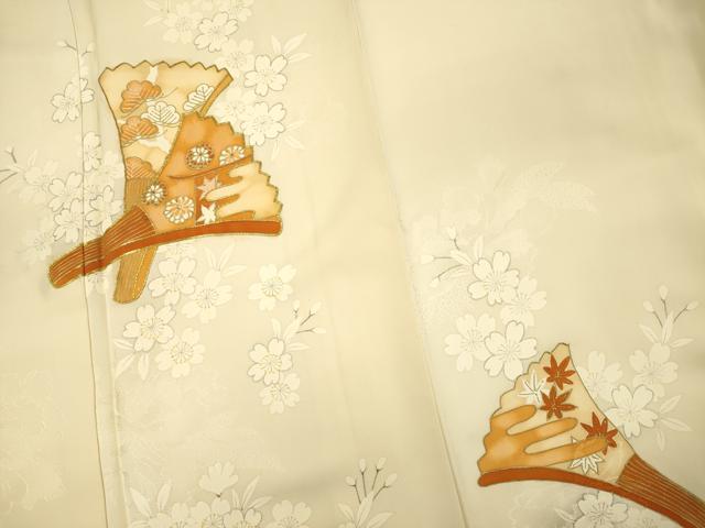 平和屋着物■訪問着　駒刺繍　扇面花松文　舞桜　金銀彩　正絹　逸品　DABH5609ya