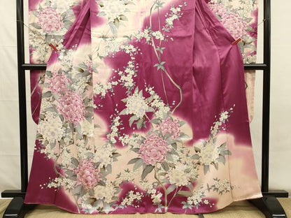 平和屋着物■豪華振袖　草花文　舞桜　暈し染め　正絹　逸品　DABH5612ya