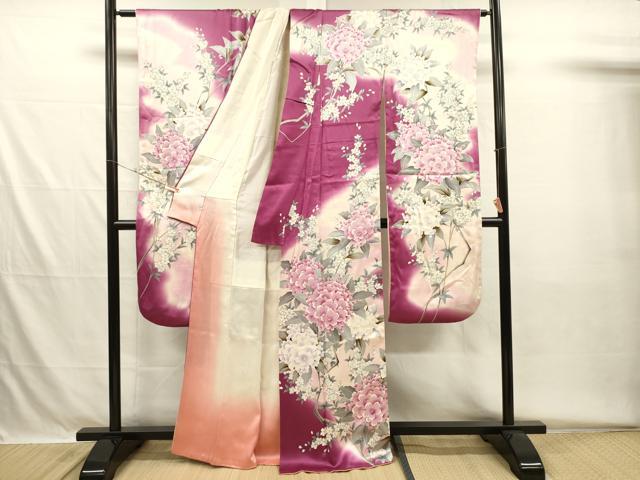 平和屋着物■豪華振袖　草花文　舞桜　暈し染め　正絹　逸品　DABH5612ya
