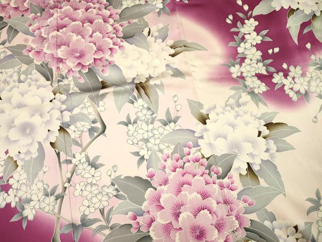 平和屋着物■豪華振袖　草花文　舞桜　暈し染め　正絹　逸品　DABH5612ya