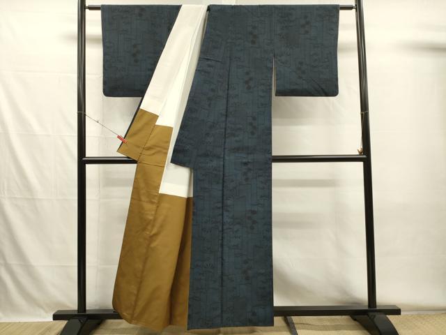 平和屋着物■上質な紬　抽象花文　正絹　逸品　DABH5613ya
