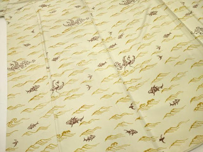 平和屋着物■上質な小紋　立波動物文　正絹　逸品　DABH5616ya