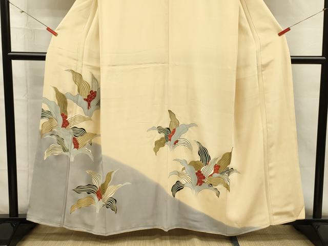 平和屋着物■豪華色留袖　駒刺繍　南天花文　暈し染め　金彩　正絹　逸品　DABH5617ya
