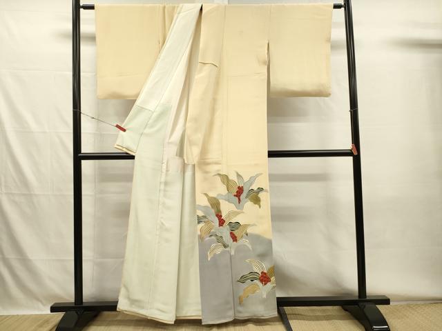 平和屋着物■豪華色留袖　駒刺繍　南天花文　暈し染め　金彩　正絹　逸品　DABH5617ya