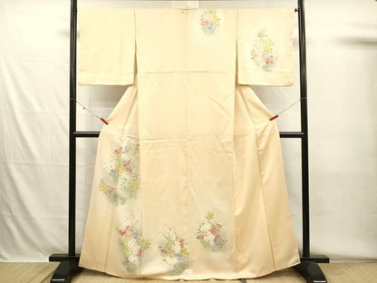 平和屋着物■訪問着　手描き　草花文　暈し染め　正絹　逸品　DABH5618ya