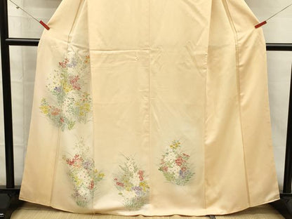 平和屋着物■訪問着　手描き　草花文　暈し染め　正絹　逸品　DABH5618ya