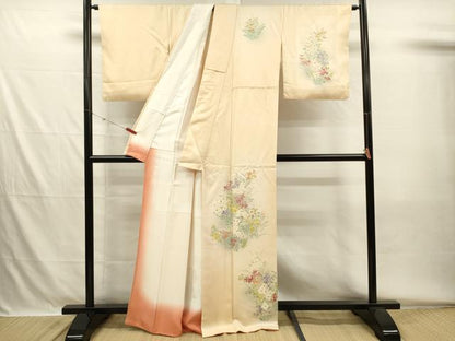 平和屋着物■訪問着　手描き　草花文　暈し染め　正絹　逸品　DABH5618ya