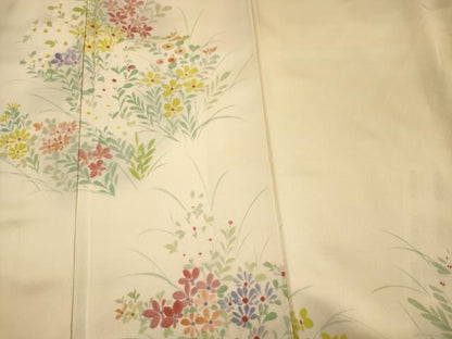 平和屋着物■訪問着　手描き　草花文　暈し染め　正絹　逸品　DABH5618ya