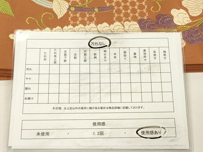 平和屋着物◎太鼓柄袋帯　唐織　枝垂れ藤　金糸　正絹　逸品　DABH5629ya