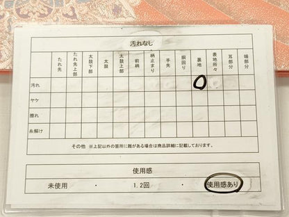 平和屋着物◎六通柄袋帯　唐織　孔雀花文　金銀糸　正絹　逸品　DABH5642ya