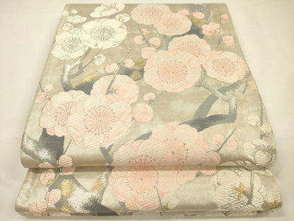 平和屋着物◎六通柄袋帯　唐織　枝梅文　金銀糸　正絹　逸品　DABH5648ya