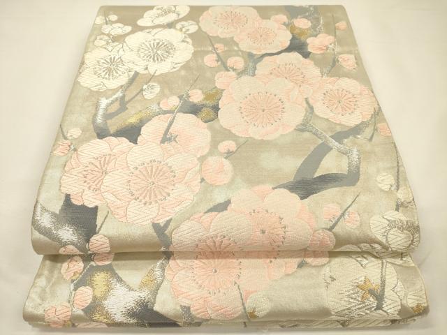 平和屋着物◎六通柄袋帯　唐織　枝梅文　金銀糸　正絹　逸品　DABH5648ya