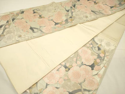 平和屋着物◎六通柄袋帯　唐織　枝梅文　金銀糸　正絹　逸品　DABH5648ya