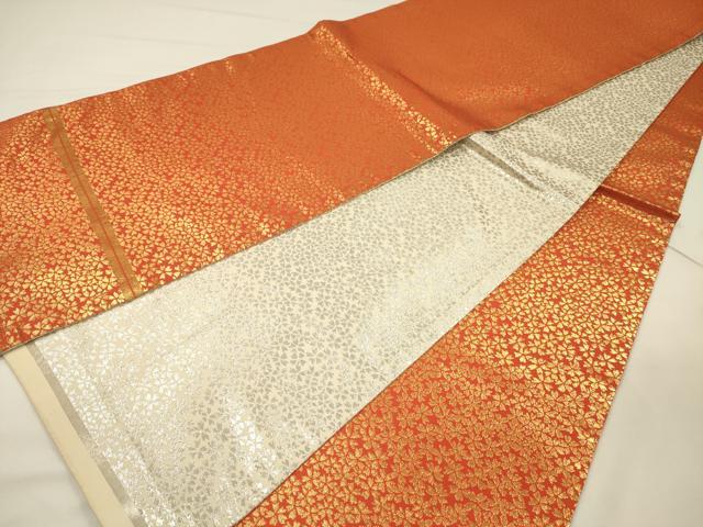 平和屋着物◎両面　全通柄袋帯　舞桜文　金銀糸　正絹　逸品　DABH5649ya