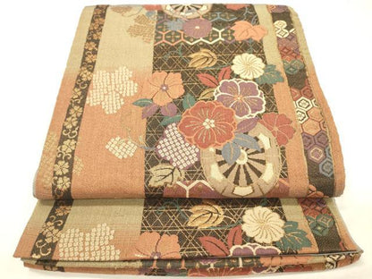 平和屋着物◎六通柄袋帯　花車文　金糸　正絹　逸品　DABH5651ya