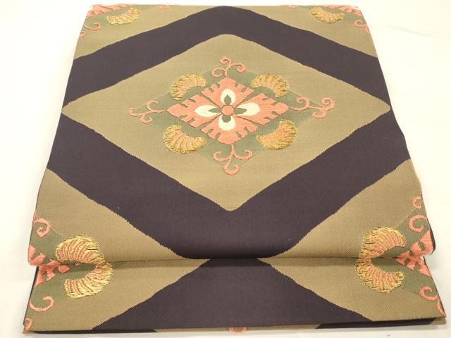 平和屋着物◎太鼓柄　本袋帯　唐織　花菱文　正絹　逸品　DABH5652ya
