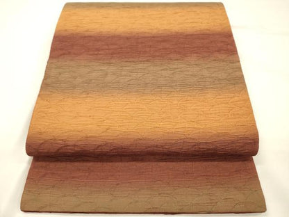 平和屋着物◎全通柄袋帯　ふくれ織　霞文　正絹　逸品　DABH5653ya
