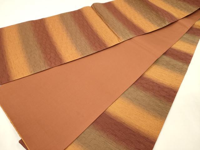 平和屋着物◎全通柄袋帯　ふくれ織　霞文　正絹　逸品　DABH5653ya