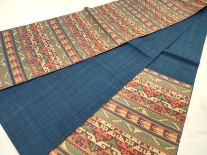 平和屋着物◎六通柄袋帯　紬地　横段抽象文　正絹　逸品　DABH5654ya