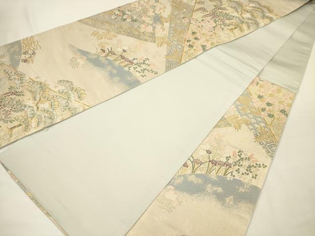 平和屋着物◎六通柄袋帯　裂取桜松文　金糸　正絹　逸品　DABH5665ya
