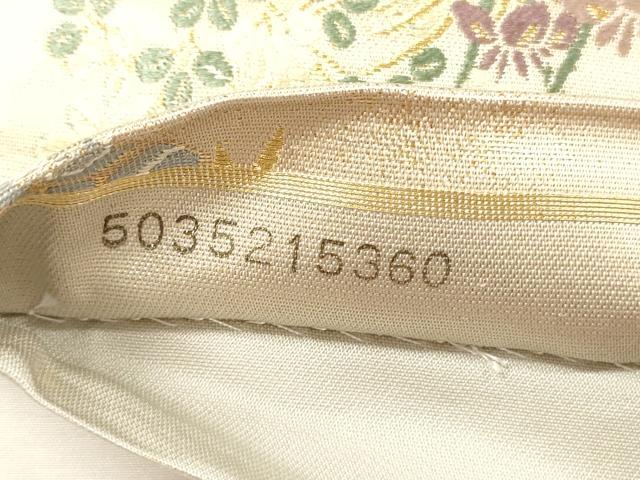 平和屋着物◎六通柄袋帯　裂取桜松文　金糸　正絹　逸品　DABH5665ya