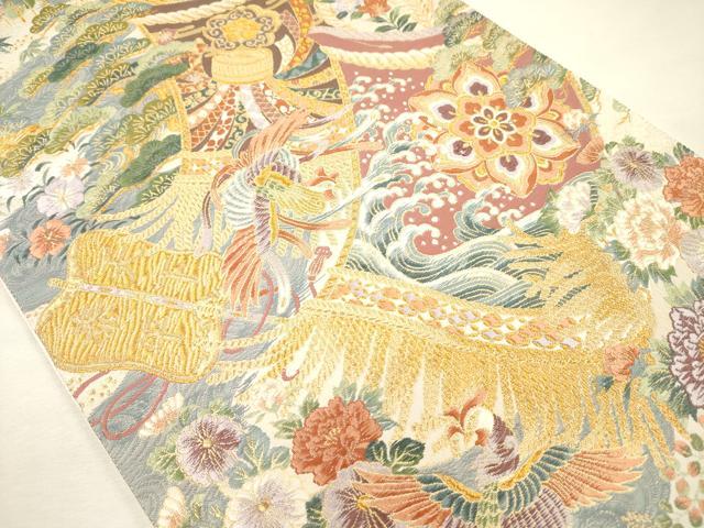 平和屋着物◎六通柄袋帯 唐織 正倉院鳳凰花文 軍配