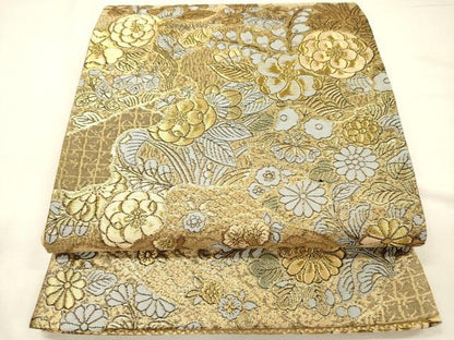 平和屋着物◎六通柄袋帯　辻が花　金糸　正絹　逸品　DABH5669ya