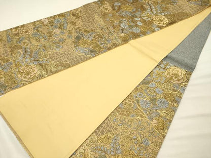 平和屋着物◎六通柄袋帯　辻が花　金糸　正絹　逸品　DABH5669ya