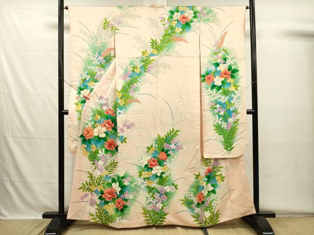 平和屋着物■豪華振袖　駒刺繍　草花文　暈し染め　正絹　逸品　DABH5671ya