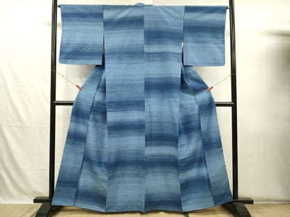 平和屋着物■上質な紬　横段文　正絹　逸品　DABH5674ya