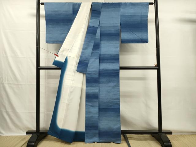平和屋着物■上質な紬　横段文　正絹　逸品　DABH5674ya