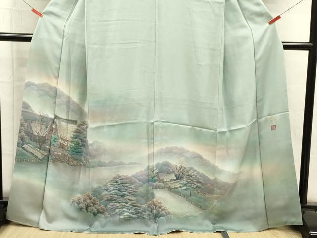 平和屋着物■染織界の匠　村松祥三　色留袖　手描き　風景文　暈し染め　正絹　逸品　DABH5676ya