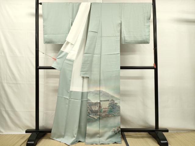 平和屋着物■染織界の匠　村松祥三　色留袖　手描き　風景文　暈し染め　正絹　逸品　DABH5676ya