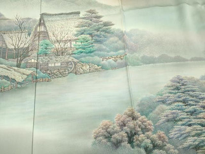 平和屋着物■染織界の匠　村松祥三　色留袖　手描き　風景文　暈し染め　正絹　逸品　DABH5676ya