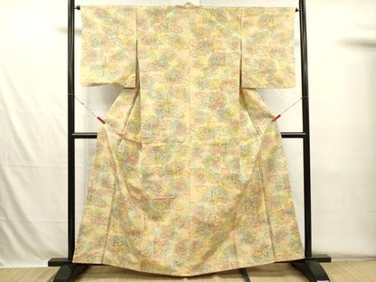 平和屋着物■上質な紬　草花文　正絹　逸品　DABH5678ya