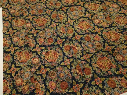 平和屋着物■上質な小紋　紬地　型染め　草花丸文　龍　正絹　逸品　DABH5681ya