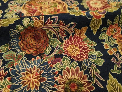 平和屋着物■上質な小紋　紬地　型染め　草花丸文　龍　正絹　逸品　DABH5681ya