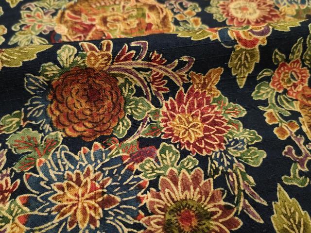 平和屋着物■上質な小紋　紬地　型染め　草花丸文　龍　正絹　逸品　DABH5681ya
