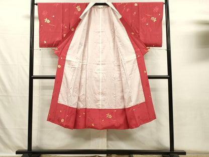 平和屋着物■長襦袢　袷　舞花文　金彩　正絹　逸品　DABH5682ya