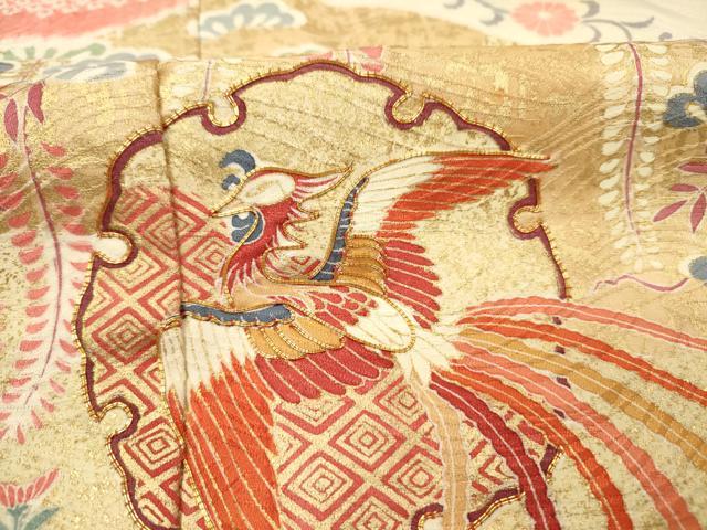 平和屋着物■豪華振袖　駒刺繍　絞り　雪輪鳳凰花松文　金彩　正絹　逸品　DABH5684ya
