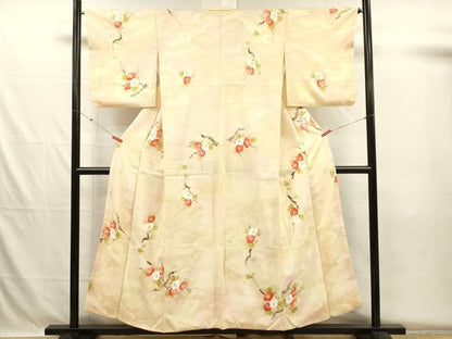 平和屋着物■上質な小紋　手描き　枝椿文　暈し染め　正絹　逸品　DABH5686ya