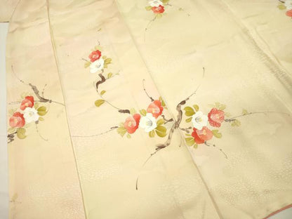 平和屋着物■上質な小紋　手描き　枝椿文　暈し染め　正絹　逸品　DABH5686ya