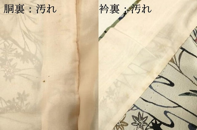 平和屋着物■上質な小紋　背抜き仕立て　型染め　風景花文　鬼しぼ縮緬　正絹　逸品　DABH5687ya