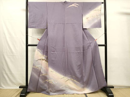 平和屋着物■訪問着　雪芝花文　暈し染め　金銀彩　正絹　逸品　DABH5689ya