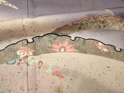 平和屋着物■訪問着　雪芝花文　暈し染め　金銀彩　正絹　逸品　DABH5689ya